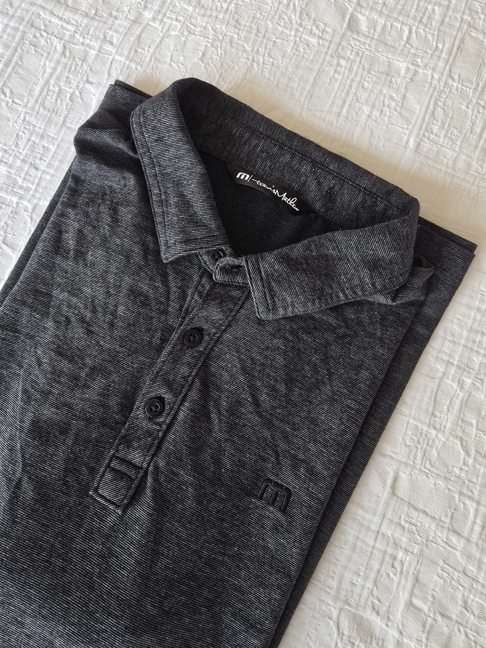 Travis Mathew Heathered Charcoal Golf Shirt Polo - Men's Large